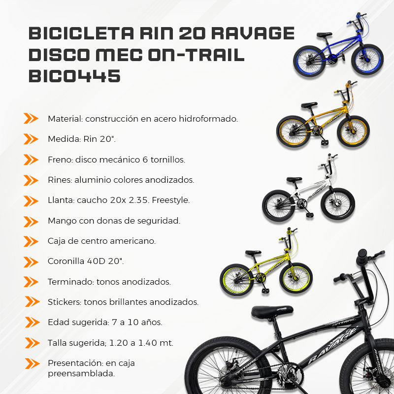 Bicicleta Rin 20 RAVAGE Disco MEC On-Trail  BIC0445