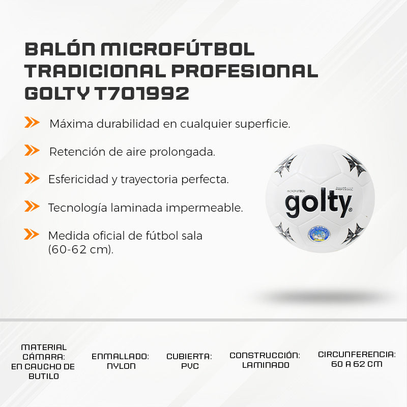 Balón MicroFútbol Tradicional Profesional Golty T701992