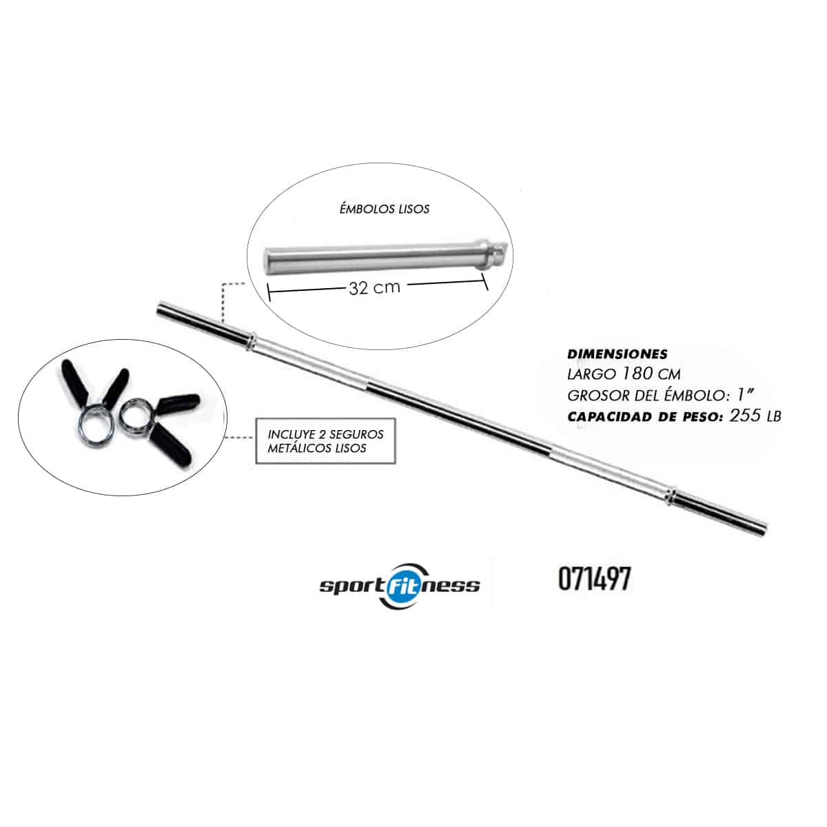 Barra Recta 1.80cm Estándar SportFitness 071497