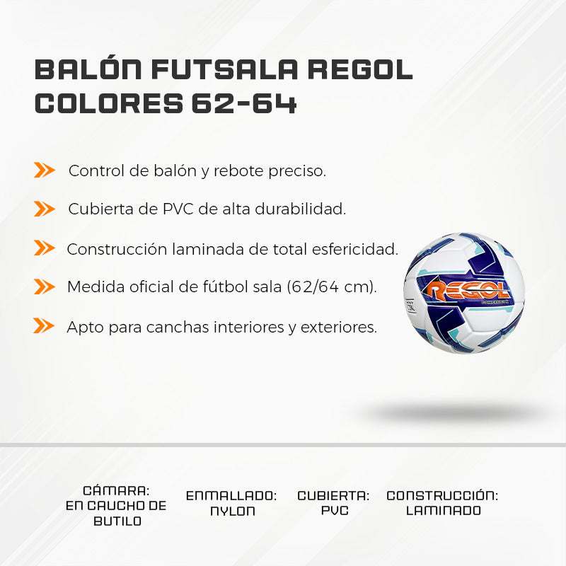 Balón Futsala Regol Colores 62-64