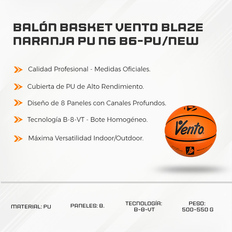 Balón Basket Vento Blaze Naranja  PU N6 B6-PU/NEW