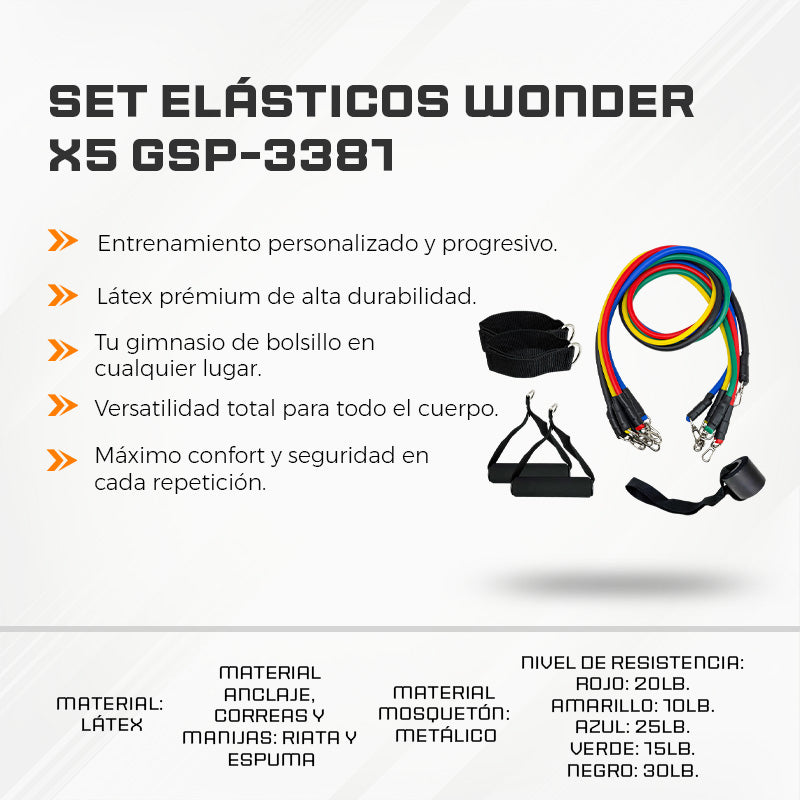 Set Elásticos Wonder X5 GSP-3381