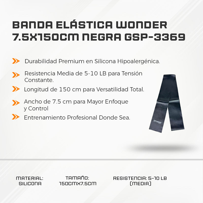Banda Elástica Wonder 7.5x150cm Negra GSP-3369