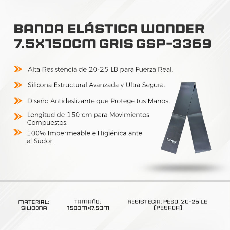 Banda Elástica Wonder 7.5x150cm Gris GSP-3369