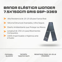 Banda Elástica Wonder 7.5x150cm Gris GSP-3369