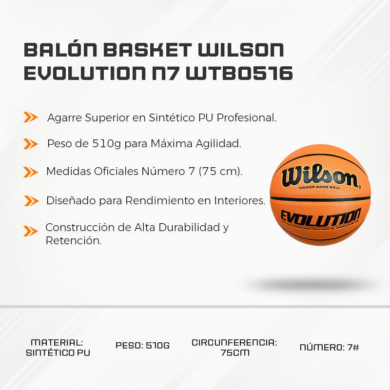 Balón Basket Wilson Evolution N7 WTB0516