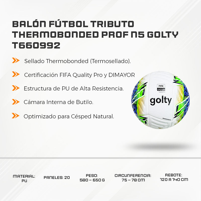 Balón Fútbol Tributo THERMOBONDED PROF N5 Golty T660992