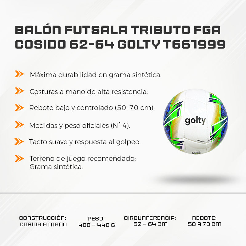 Balón Futsala Tributo FGA Cosido 62-64 Golty T661999
