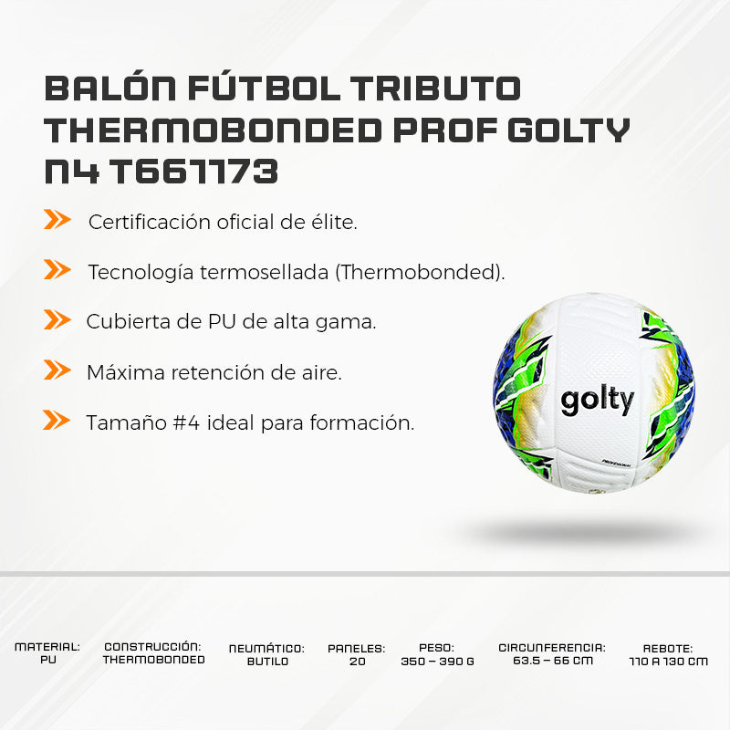 Balón Fútbol Tributo THERMOBONDED PROF N4 Golty T661173