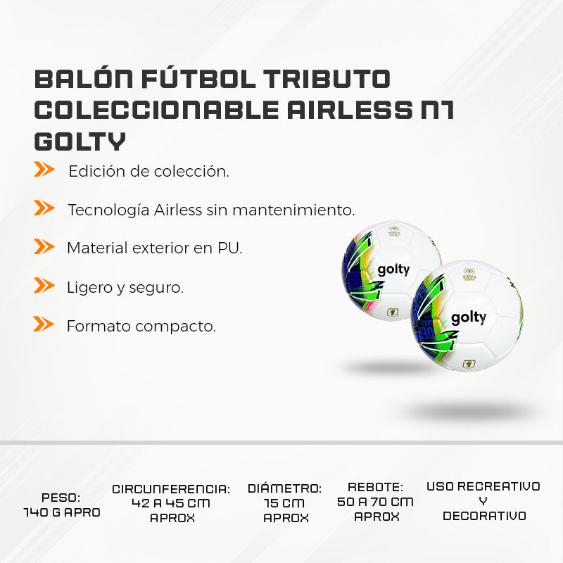Balón Fútbol Tributo Coleccionable Airless N1 Golty