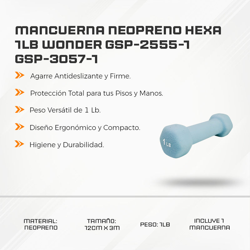 Mancuerna Neopreno Hexa 1LB Wonder GSP-2555-1 GSP-3057-1