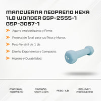 Mancuerna Neopreno Hexa 1LB Wonder GSP-2555-1 GSP-3057-1