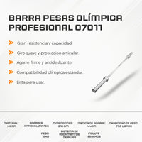 Barra Pesas Olímpica Profesional 070112