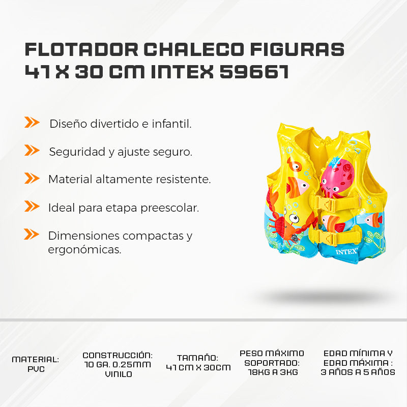 Flotador Chaleco Figuras 41 X 30 CM Intex 59661