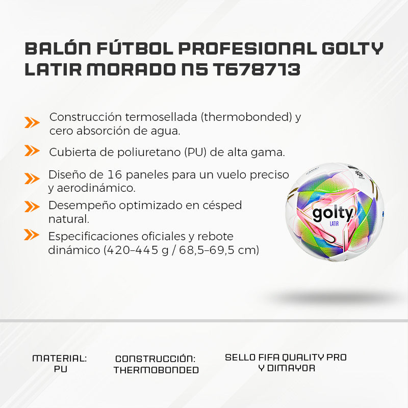 Balón Fútbol Profesional Golty Latir Femenino No.5 T678713