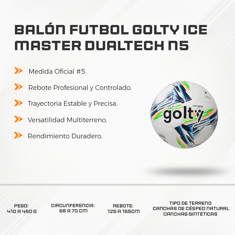 Balón Futbol Golty Ice Master Dualtech N5