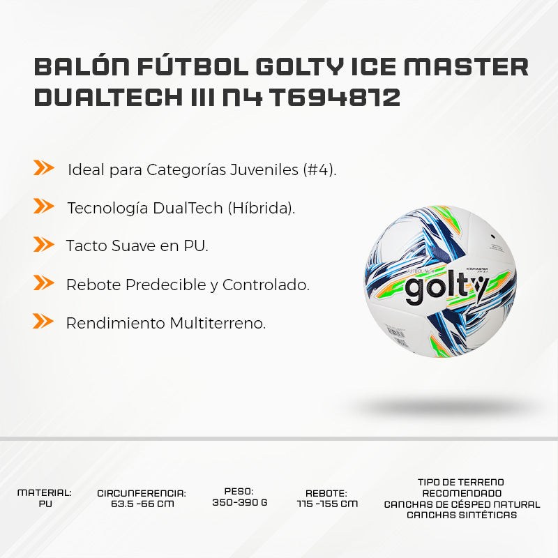 Balón Fútbol Golty Ice Master Dualtech III N4 T694812