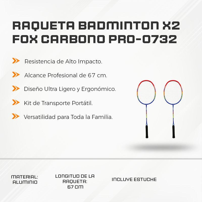 Raqueta Badminton X2 FOX CARBONO PRO-0732