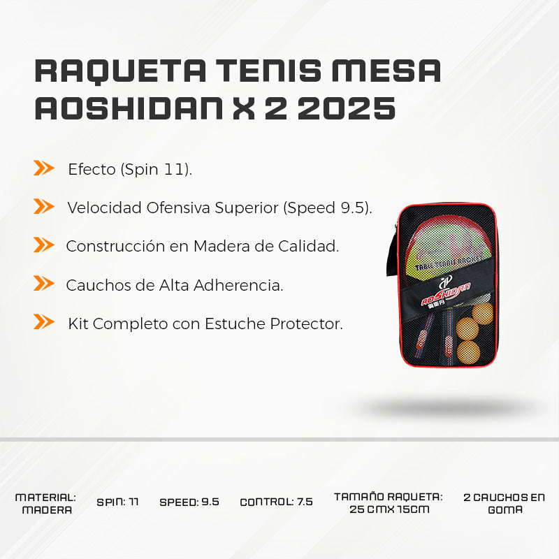 Raqueta Tenis Mesa AOSHIDAN X 2 2025 Estuche