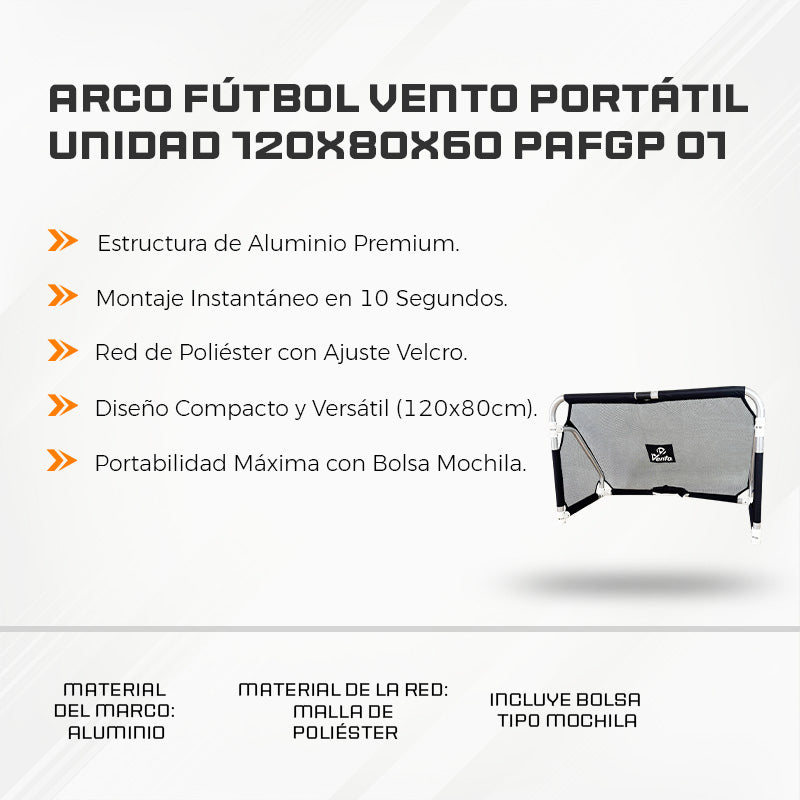 Arco Fútbol Vento Portátil Unidad 120X80X60 PAFGP 01