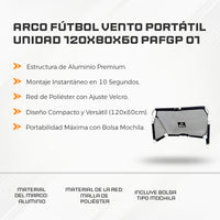 Arco Fútbol Vento Portátil Unidad 120X80X60 PAFGP 01