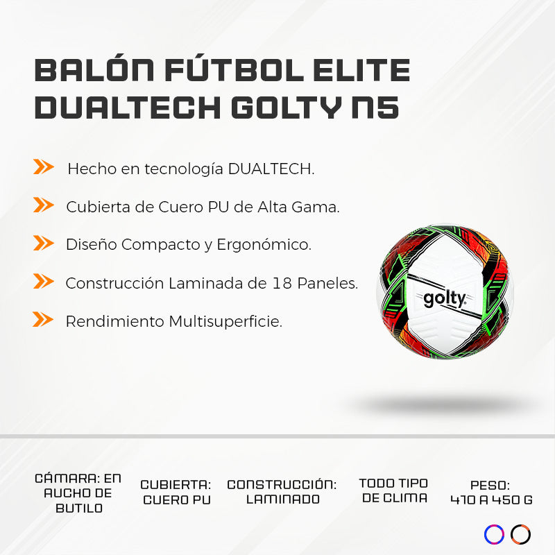 Balón Fútbol Elite Dualtech Golty N5