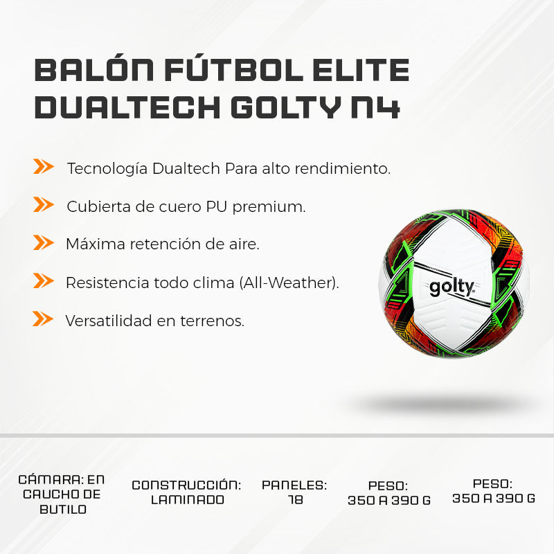 Balón Fútbol Elite Dualtech Golty N4