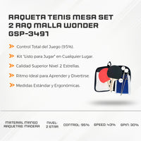 Raqueta Tenis Mesa Set 2 Raq Malla Wonder GSP-3491